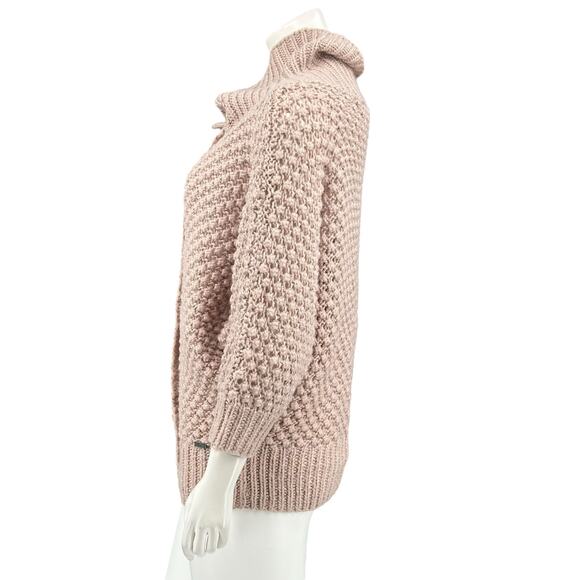 Numph Sweater Womens Medium Dusty Rose Taupe Chunky Knit Cardigan Alpaca Cozy - Picture 5 of 10